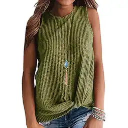 Walmart Leesechin Womens Tank Tops Knotted Fashion Casual Sleeveless T-Shirt Multicolor Solid Color offer