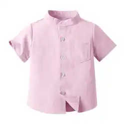 Walmart Avrntaa Baby Boys' Short Sleeve Button Down Shirt - Toddler Casual Breathable Summer Tops 0-8 Years offer