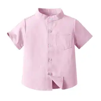 Walmart Avrntaa Baby Boys' Short Sleeve Button Down Shirt - Toddler Casual Breathable Summer Tops 0-8 Years offer