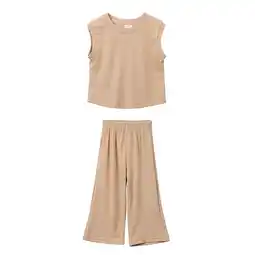 Walmart ATOGUTA Outfits for Girls Sleeveless Tank Tops Wide Leg Pants 2-Piece Set Khaki, Sizes 12M-10 offer