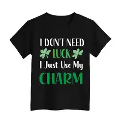 Walmart ZPWKLM Tops For Girl Boy Graphic Letter Print Pullovers Short Sleeve Top For Newborns size 3-4T offer