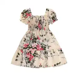 Walmart ZPWKLM Dress For Girls A-Line Party Hoilday Frocks Style Bow Puff Short Sleeve For Toddler size 6-7T offer