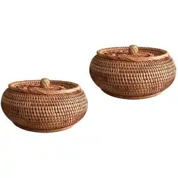 Walmart Raindrops 2pcs Rattan Design Candy Storage Box Handmade Basket Dessert Candy Storage Holder offer