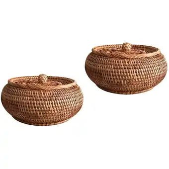 Walmart Raindrops 2pcs Rattan Design Candy Storage Box Handmade Basket Dessert Candy Storage Holder offer