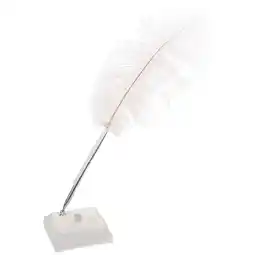 Walmart Wedding Bridal Ostrich Signing Pen with Pen Holder (White) offer