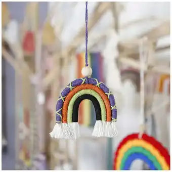 Walmart JilgTeok Hand-Woven Bohemian Tassel Pendant Ethnic Style Rainbow Car Charm offer