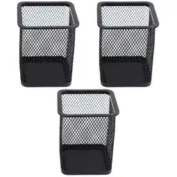 Walmart 3pcs Metal Pen Pot Square Mesh Pencil Holder Container Organizer (Black) offer