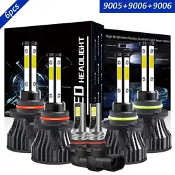 Walmart 9005 High+9006 Low+9006 Fog Light for Toyota Highlander 2004-2007 LED Headlight Bulbs Kit 6pcs offer