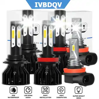 Walmart IVBDQV for 2015 2016 2017 2018 2019 Honda CR-V CRV LED Headlight High Low Beam Fog Light Bulbs Kit offer