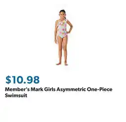 Sam's Club Member's Mark Girls Asymmetric One-Piece Swimsuit offer