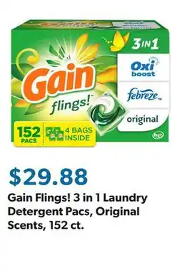 Sam's Club Gain Flings! 3 in 1 Laundry Detergent Pacs, Original Scents, 152 ct offer