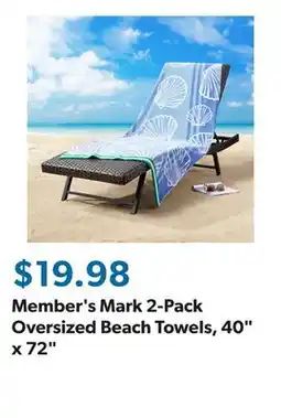 Sam's Club Member's Mark 2-Pack Oversized Beach Towels, 40 x 72 offer