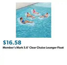 Sam's Club Member's Mark 5.6' Clear Chaise Lounger Float offer