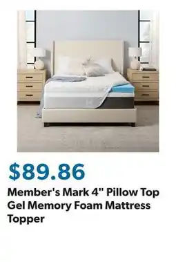 Sam's Club Member's Mark 4 Pillow Top Gel Memory Foam Mattress Topper offer
