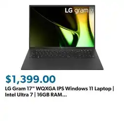 Sam's Club LG Gram 17 WQXGA IPS Windows 11 Laptop | Intel Ultra 7 | 16GB RAM | 512GB SSD offer