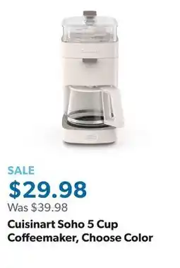 Sam's Club Cuisinart Soho 5 Cup Coffeemaker, Choose Color offer