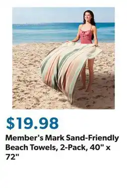 Sam's Club Member's Mark Sand-Friendly Beach Towels, 2-Pack, 40 x 72 offer