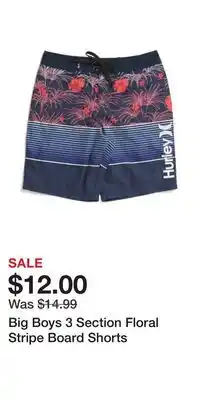 TJ Maxx Big Boys 3 Section Floral Stripe Board Shorts offer