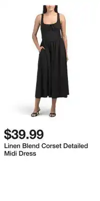 TJ Maxx Linen Blend Corset Detailed Midi Dress offer