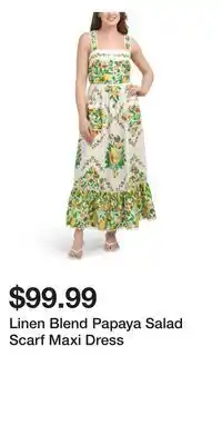 TJ Maxx Linen Blend Papaya Salad Scarf Maxi Dress offer