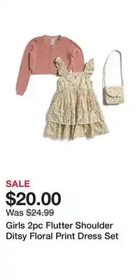 TJ Maxx Girls 2pc Flutter Shoulder Ditsy Floral Print Dress Set offer