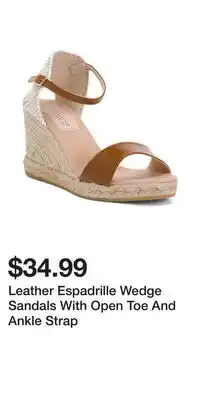 TJ Maxx Leather Espadrille Wedge Sandals With Open Toe And Ankle Strap offer