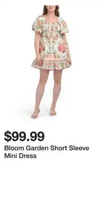 TJ Maxx Bloom Garden Short Sleeve Mini Dress offer
