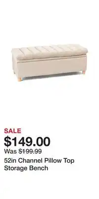 TJ Maxx 52in Channel Pillow Top Storage Bench offer