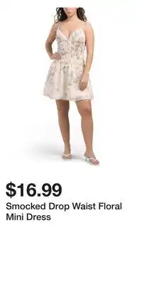 TJ Maxx Smocked Drop Waist Floral Mini Dress offer