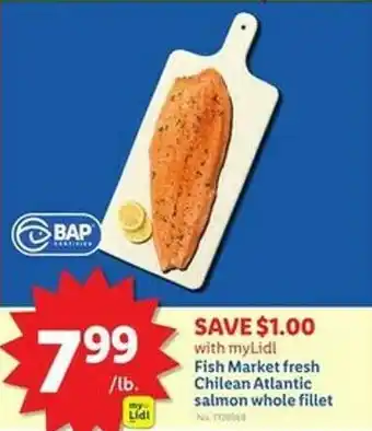 Lidl Fish market fresh chilean atlantic salmon whole fillet offer