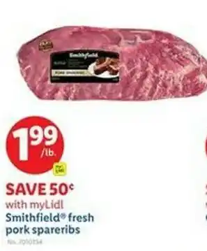 Lidl Smithfield fresh pork spareribs offer