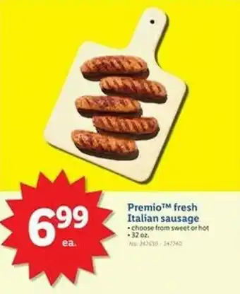 Lidl Premio fresh italian sausage offer