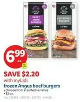 Lidl Frozen angus beef burgers offer