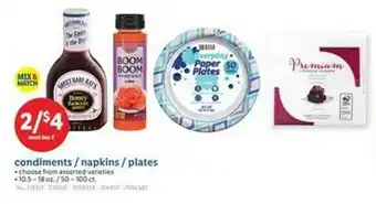 Lidl Condiments napkins plates offer