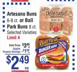 Smart & Final Artesano Buns or Ball Park Buns offer