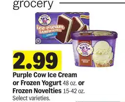 Meijer Purple Cow Ice Cream or Frozen Yogurt 48 oz. or Frozen Novelties 15-42 oz offer