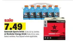 Meijer Gatorade Sports Drink 12 pk./12 oz. bottles or Rockstar Energy Drink 6 pk./12 oz. cans offer