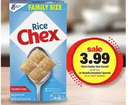 Meijer Chex Family Size Cereal 18-20.3 oz. or Nutella Hazelnut Spread 13 oz offer