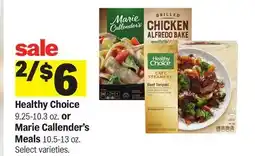 Meijer Healthy Choice 9.25-10.3 oz. or Marie Callender's Meals 10.5-13 oz offer