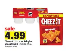 Meijer Cheez-It 17-21 oz. or Pringles Snack Stacks 12 ct./.67 -.74 oz offer