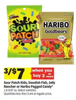 Meijer Sour Patch Kids, Swedish Fish, Jolly Rancher or Haribo Pegged Candy offer