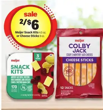 Meijer Meijer Snack Kits 4.5 oz. or Cheese Sticks 9 oz offer