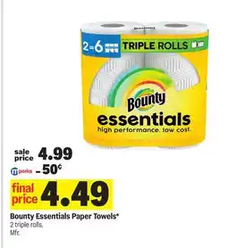 Meijer Bounty Essentials Paper Towels offer