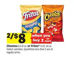 Meijer Cheetos 6.5-9 oz. or Fritos* 9.25-10 oz offer