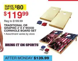 Dunham's Sports TRADITIONAL OR GRAPHIC 2' X 4' WOOD CORNHOLE BOARD SET offer