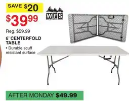 Dunham's Sports 6' CENTERFOLD TABLE offer
