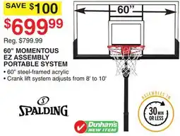 Dunham's Sports 60 MOMENTOUS EZ ASSEMBLY PORTABLE SYSTEM offer