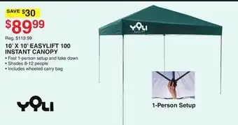 Dunham's Sports YOLI 10' X 10' EASYLIFT 100 INSTANT CANOPY offer