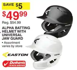 Dunham's Sports ALPHA BATTING HELMET WITH UNIVERSAL JAW GUARD offer