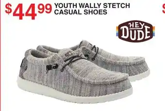Dunham's Sports HEY DUDE YOUTH WALLY STETCH CASUAL SHOES offer